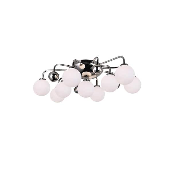 CWI Lighting Element 9 Light Flush Mount With Polished Nickel Finish