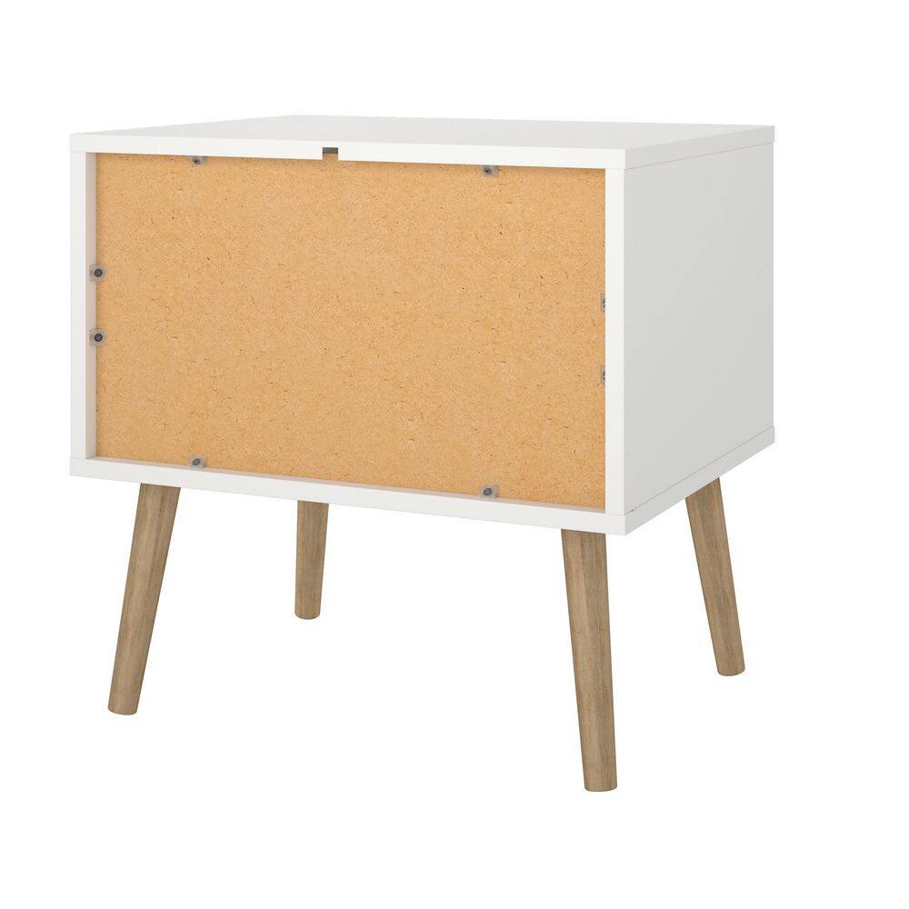 Diana Scandinavian White & Oak Nightstand with Open Shelf