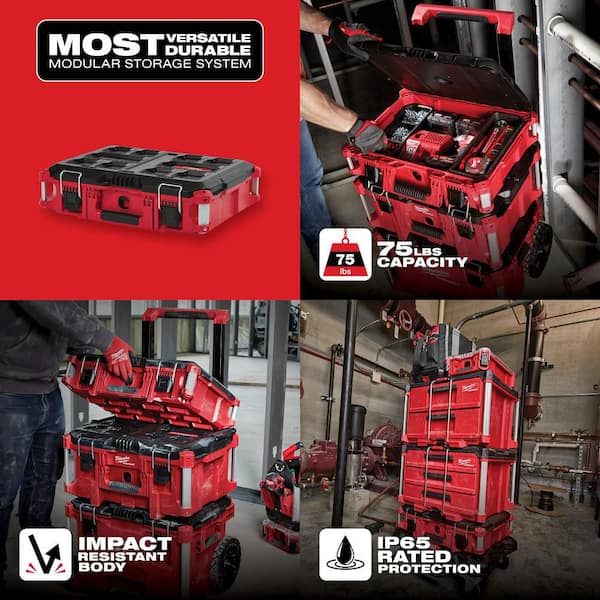 Milwaukee PACKOUT 22 in. Medium Red Tool Box with 75 lbs. Weight