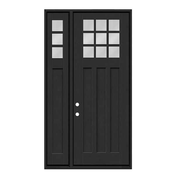 Regency 53 in. x 96 in. 1/4 9L-SDL Clear Glass RHIS Onyx Fiberglass Prehung Front Door with 14 in. 1/4 Top SL 6-9/16