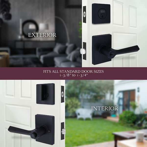 Wilshire Matte Black Single Cylinder Door Lever Combo Pack Featuring Dual Keyway