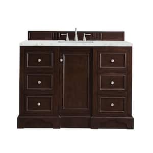De Soto 49.3 in. W x 23.5 in.D x 36.3 in. H Single Bath Vanity in Burnished Mahogany with Top in Eternal Jasmine Pearl