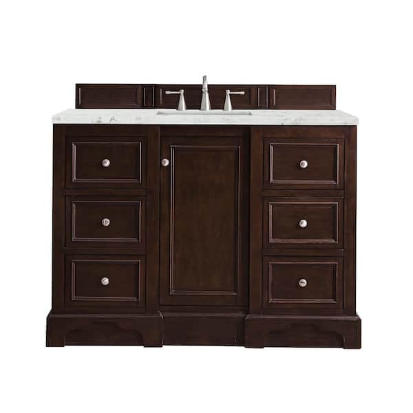 James Martin Vanities De Soto 49.3 in. W x 23.5 in.D x 36.3 in. H Single Bath Vanity in Burnished Mahogany with Top in Eternal Jasmine Pearl
