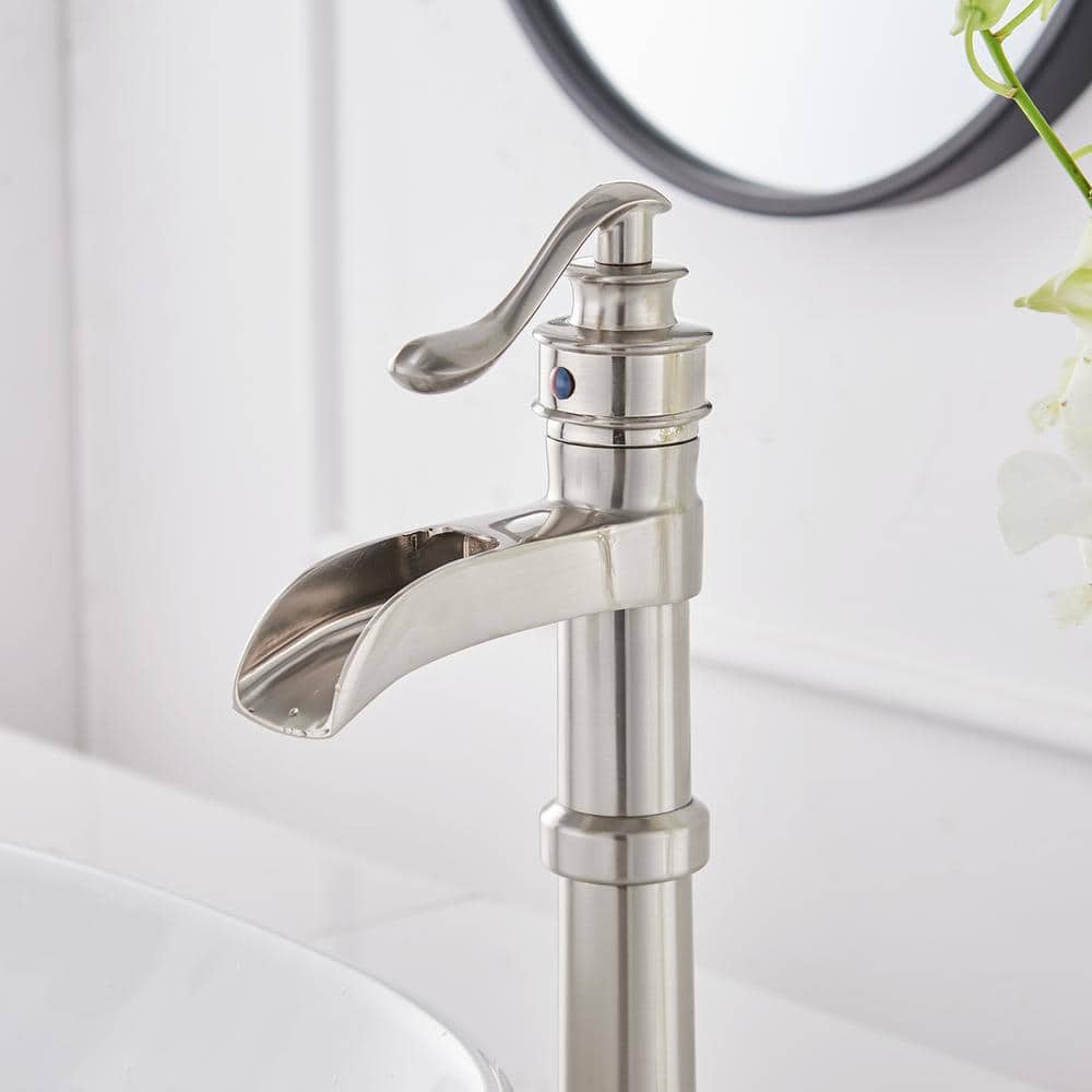 Brushed Nickel Single Handle Waterfall Vessel Sink Faucet