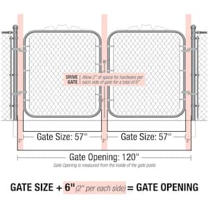 10 ft. W x 4 ft. H Chain Link Fence Black Fabric Steel Drive-Through Frame Gate 2-Panels