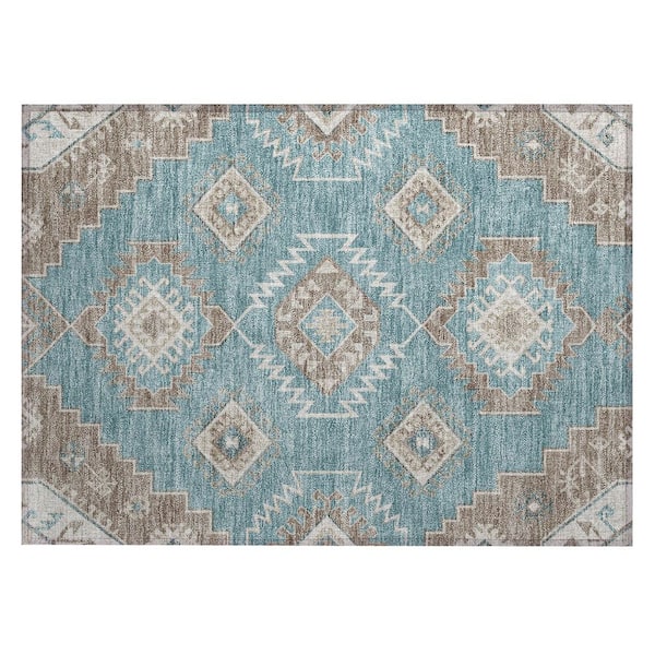 Chantille Machine Washable Indoor/Outdoor Abstract ACN3011 Teal 3 ft. x 4 ft. Area Rug