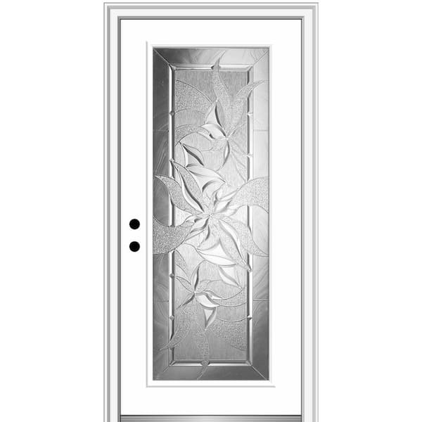 MMI Door 36 in. x 80 in. Impressions Right-Hand Inswing Full Lite Decorative Classic Primed Fiberglass Smooth Prehung Front Door