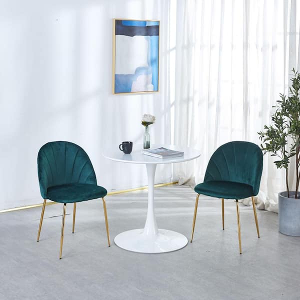 CSC DECOR INC White Wood 31.5 in. Pedestal Dining Table Seats 4 Round Tulip Table Mid-Century End Table Leisure Table Coffee Office