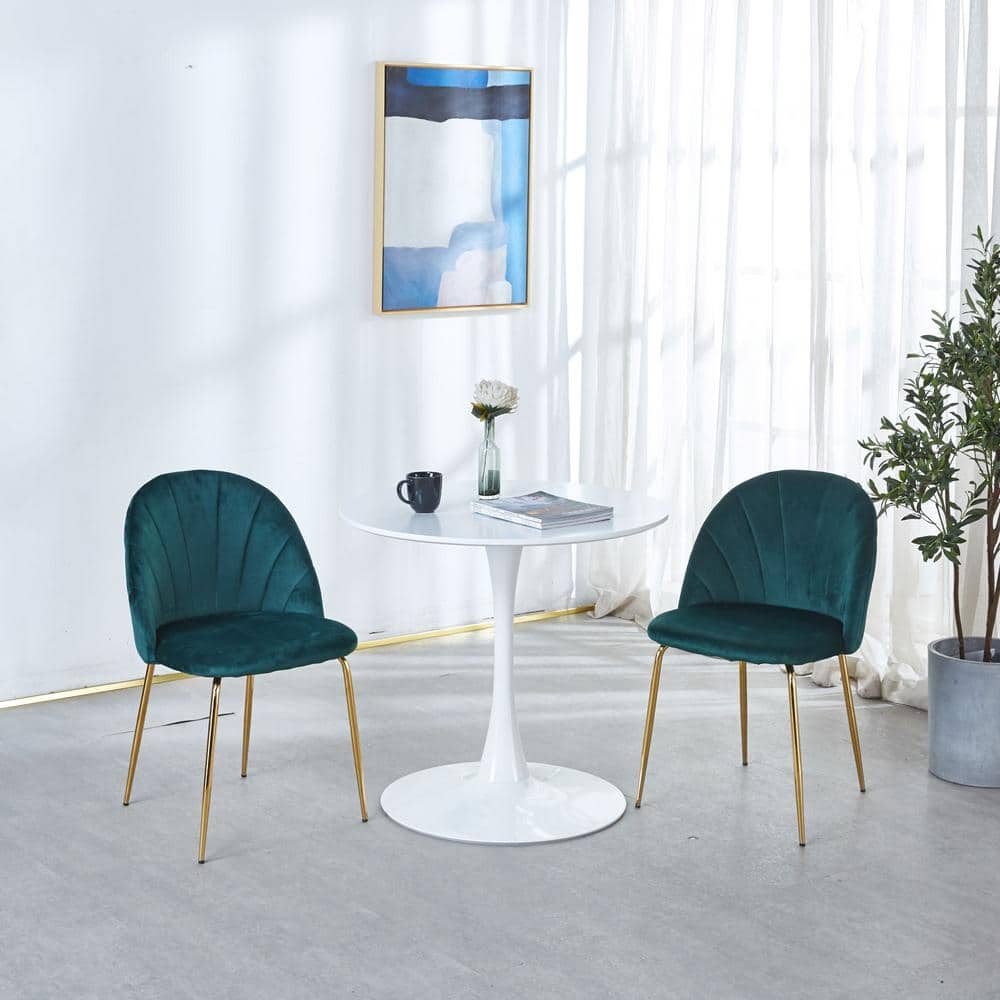 White Wood 31.5 in. Pedestal Dining Table Seats 4 Round Tulip Table Mid-Cen