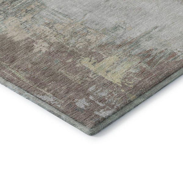 Mayfield Premium Machine Washable Abstract AMF1977 Tan 3 ft. x 4 ft. Area Rug