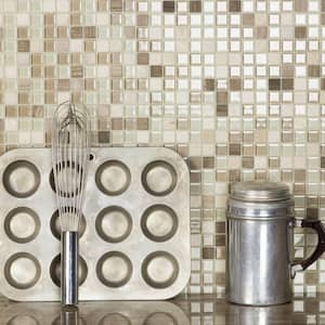 Crystal Stone Stone Cornsilk Taupe Square Mosaic 1 in. x 1 in. Glass and Stone Wall and Pool Tile (20 sq. ft.)