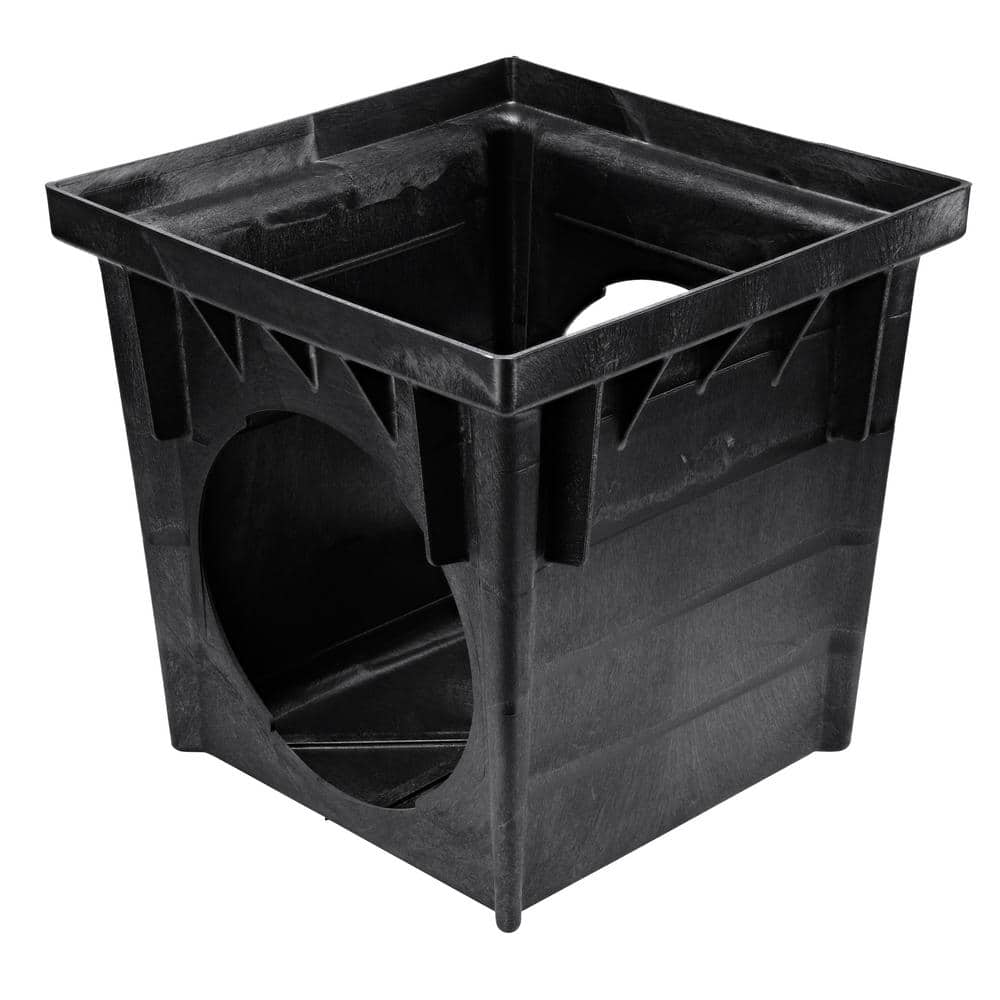 NDS 24 in. x 24 in. 2-Outlets Plastic Drainage Catch Basin, Black/Matte -  2400
