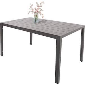 6 Person Aluminum Outdoor Dining Table in Gray