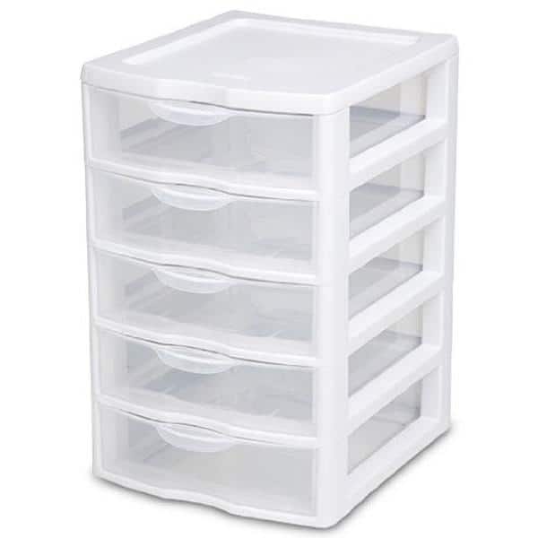 Sterilite Clearview Small Plastic 5 Drawer Desktop Storage System