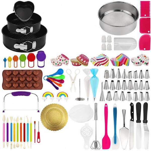 701-Piece Cake Decorating Baking Kit with Springform Pans, Turntable, Piping Tips and Fondant Tools Kit