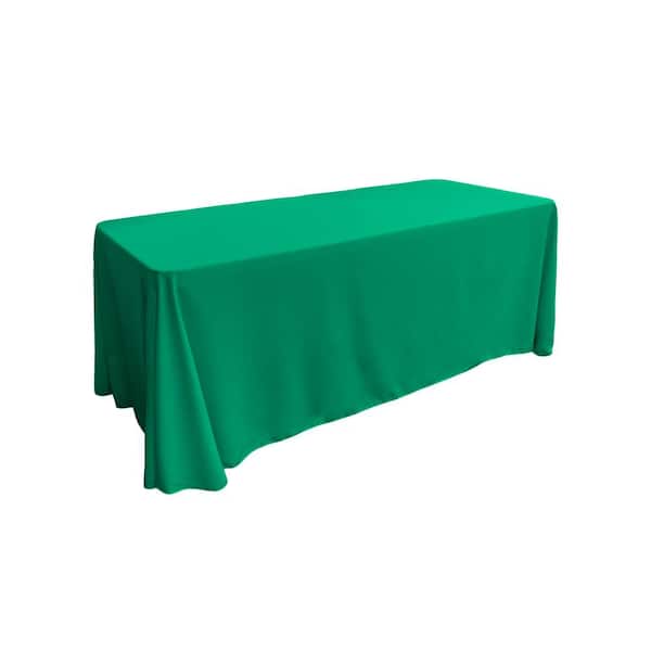 LA Linen 90 in. x 132 in. Jade Polyester Poplin Rectangular Tablecloth