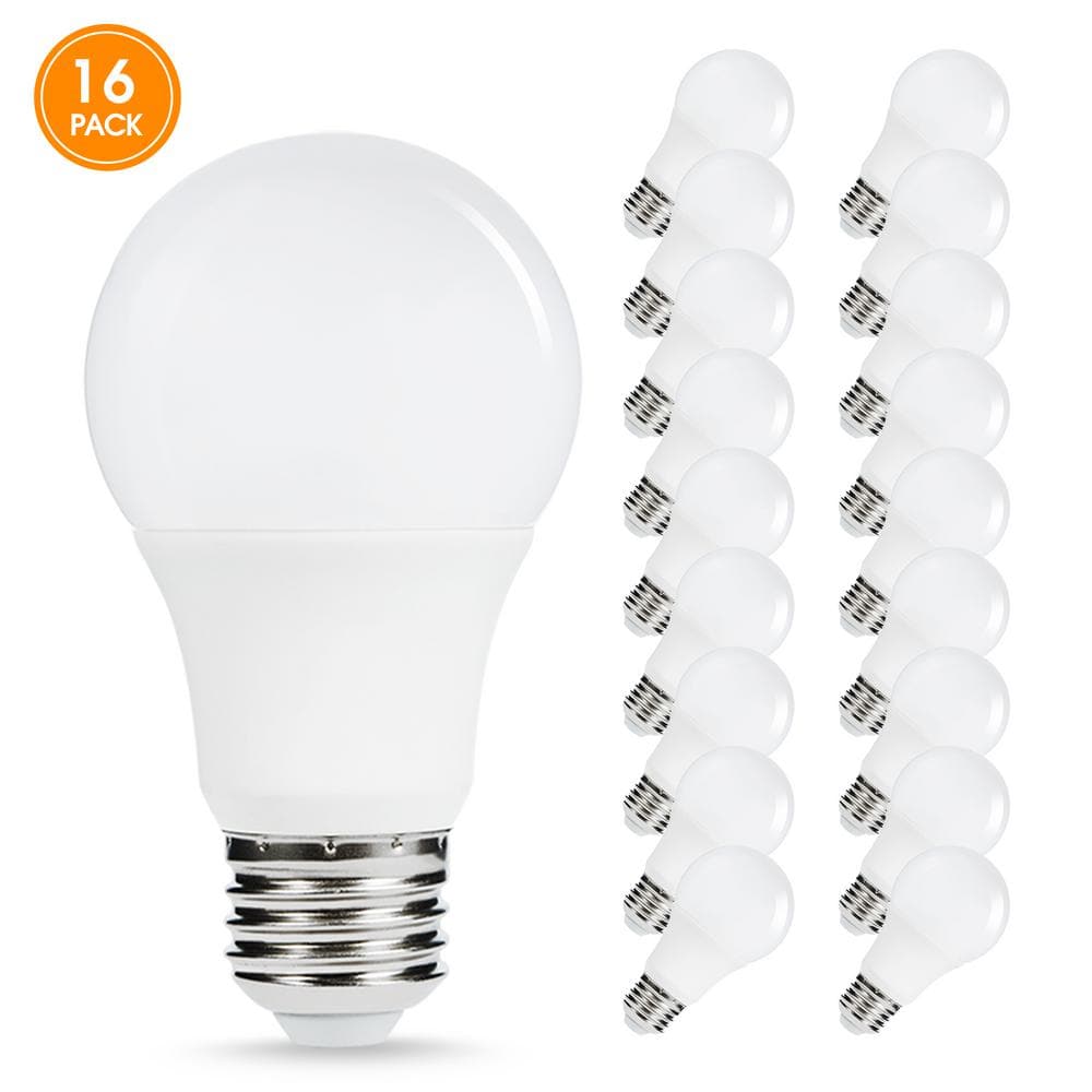 YANSUN 40-Watt Equivalent 6-Watt A19 Non-Dimmable Dusk to Dawn LED Light Bulb E26 Base in Daylight White 5000K (16-Pack)