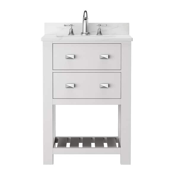 Aoibox 19.05 in. W. x 24.36 in. D x 33.75 in. H 1-Sink Bath Vanity in White with Marble Countertop