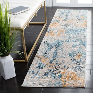 Madison Grey/Blue 2 ft. x 8 ft. Abstract Gradient Runner Rug
