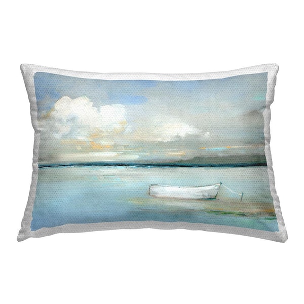 Stupell Industries Abstract Docked Dinghy Blue Rectangular Outdoor Throw Pillow