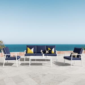 Bluebell 4-Piece Aluminum Outdoor Sofa Sectional Set with Cushions
