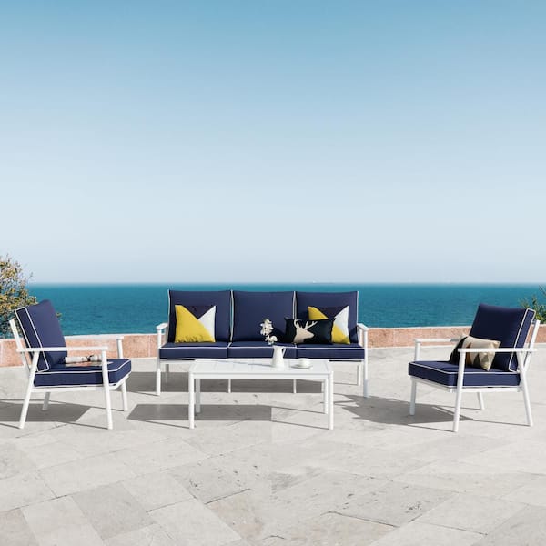 Patio Time Bluebell 4-Piece Aluminum Outdoor Sofa Sectional Set with Cushions