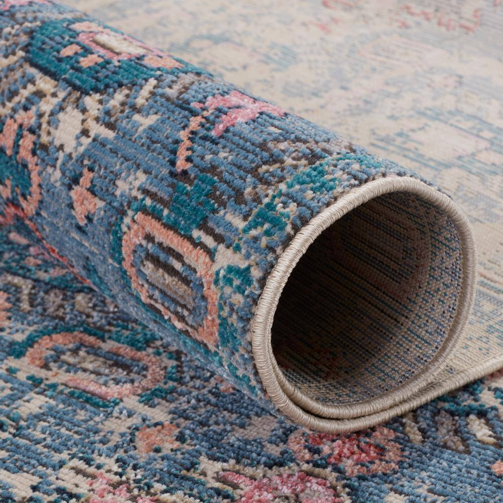Swoon Blue Synthetic Rectangular Washable Area Rug 2'6"x4'