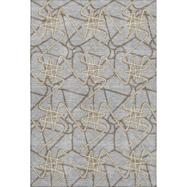 Addison Rugs Mayfield Premium Machine Washable Abstract AMF947 Gray 8 ft. x 10 ft. Area Rug