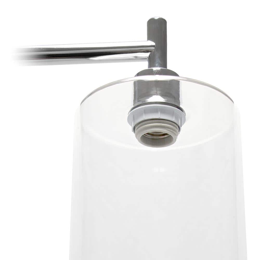 Adjustable Silver Arc Floor Lamp with Glass Shade