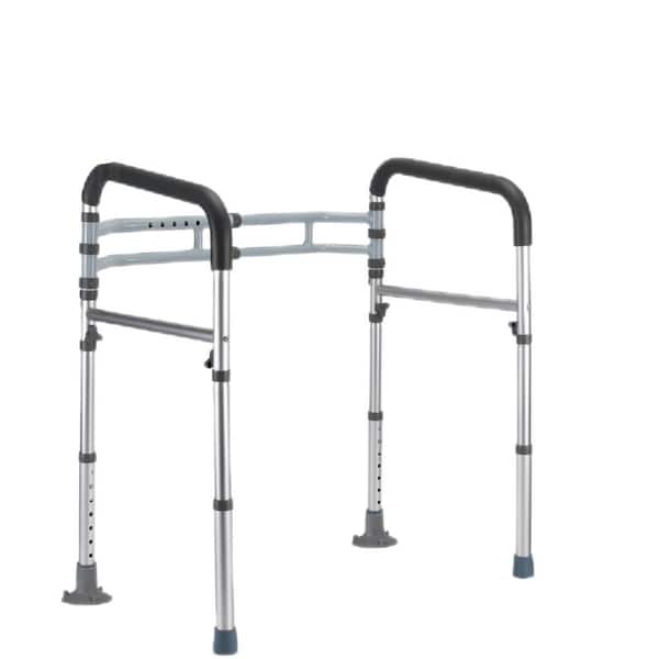 1-Piece Toilet Safety Rails in Silver, Foldable Toilet Handles Fit Any Toilets for Elderly and Handicap