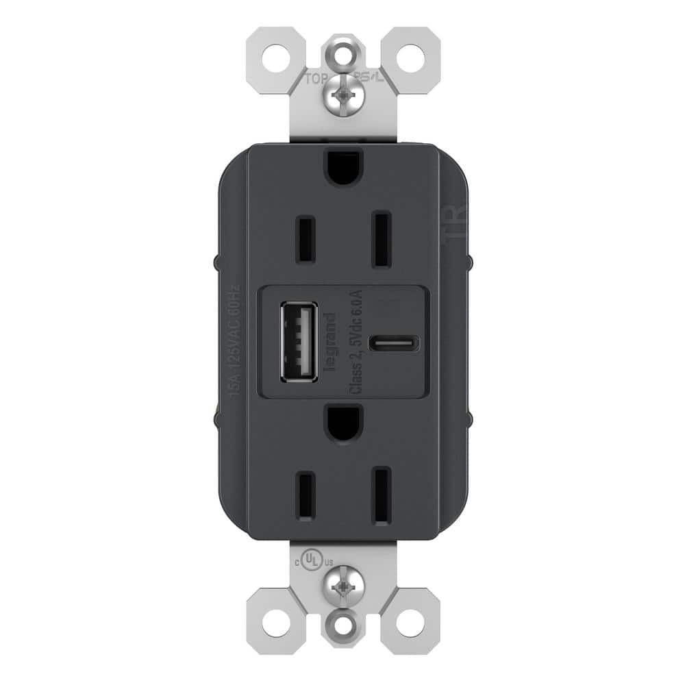 radiant 15 Amp 125-Volt Decorator Duplex Outlet with 6.0 Amp Type A/C USB, Graphite price history on PriceWatchPro