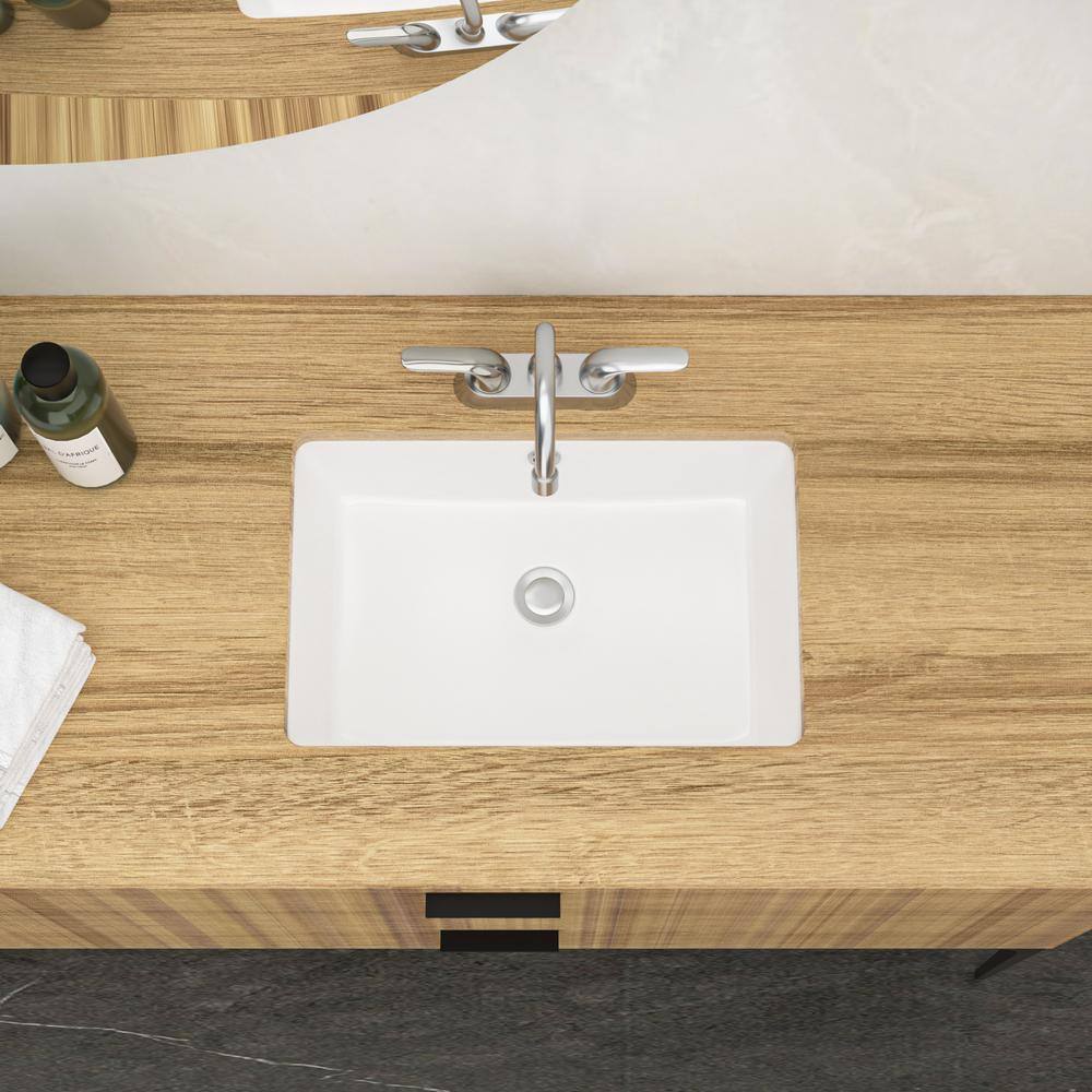 18'' Beige and White Ceramic Rectangular Undermount Bathroom Sink
