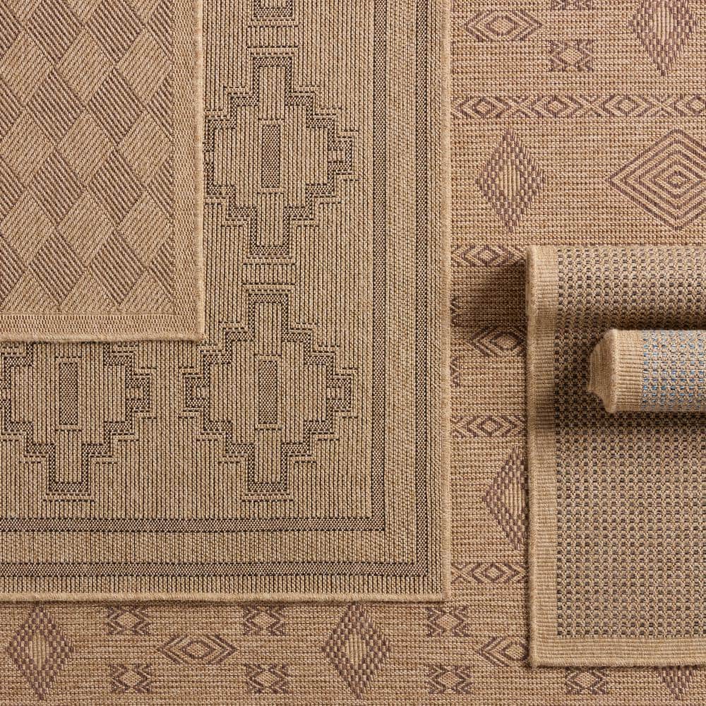 Brown Synthetic Flat Woven 4' x 6' Indoor/Outdoor Rug