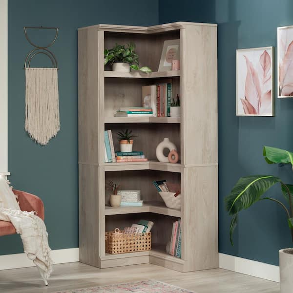 Select 69.76 in. Tall Chalked Chestnut Finish Engineered Wood Material 4-Shelf Bookcase