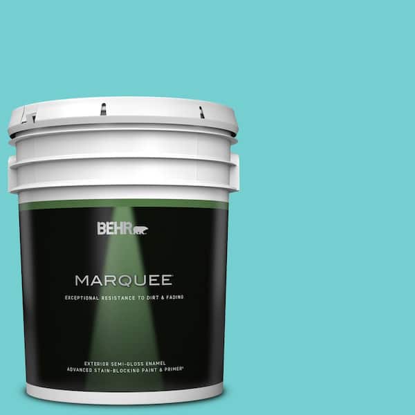 BEHR MARQUEE 5 gal. #P460-3 Soft Turquoise Semi-Gloss Enamel Exterior Paint & Primer