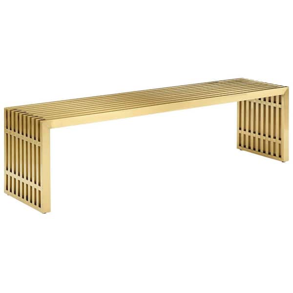 MODWAY Gridiron Large Stainless Steel Bench in Gold