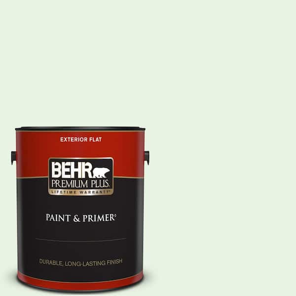 BEHR PREMIUM PLUS 1 gal. #450C-1 Dinner Mint Flat Exterior Paint & Primer
