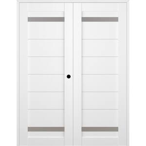 Perla 48 in. x 83,25 in. Left Hand Active 2-Lite Bianco Noble Wood Composite Double Prehung Interior Door