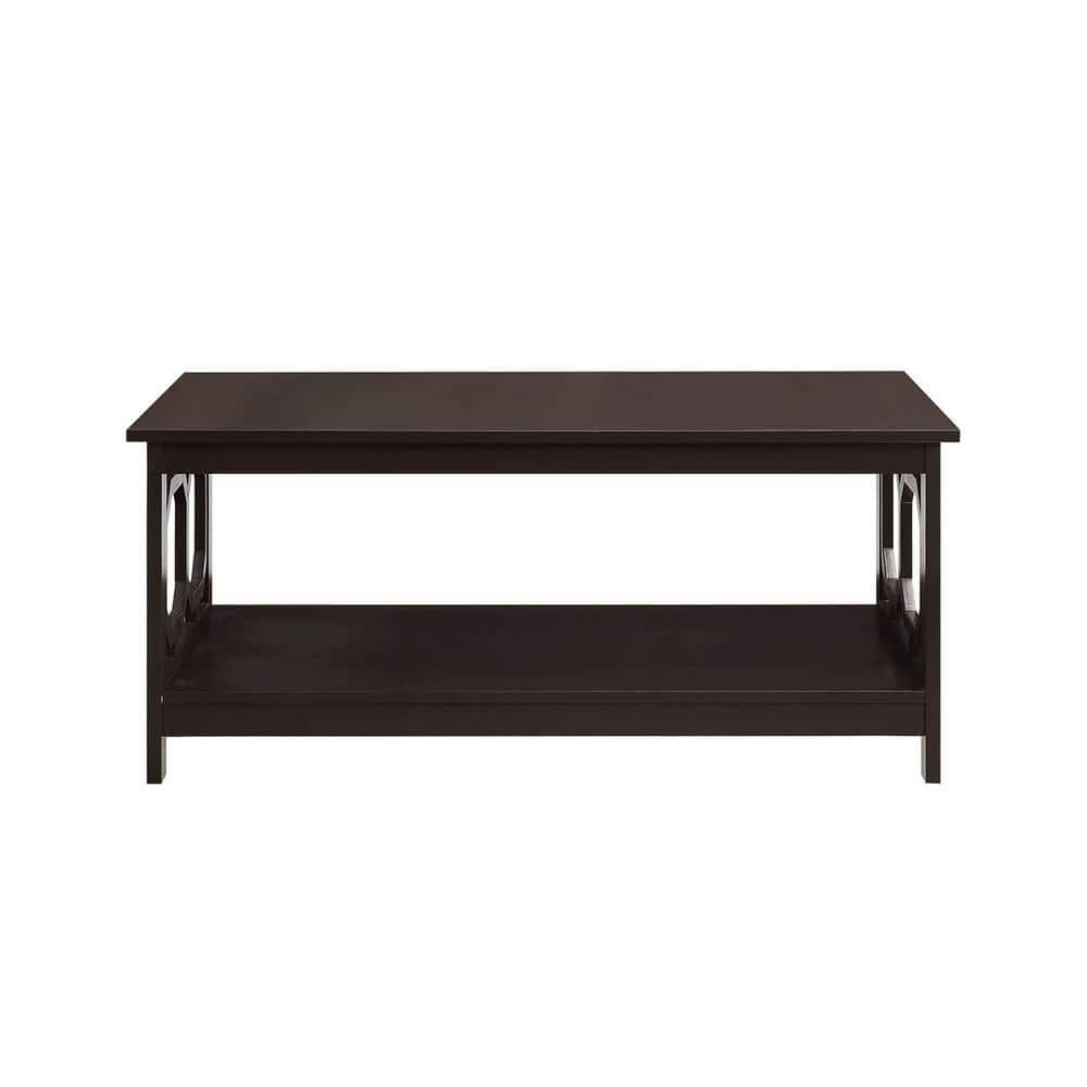 Espresso Brown Rectangular Wood Coffee Table with Latticework