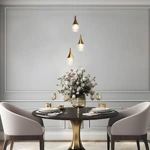 Dandelion 3-Light Dimmable Integrated LED Plating Brass Chandelier for Dining Room