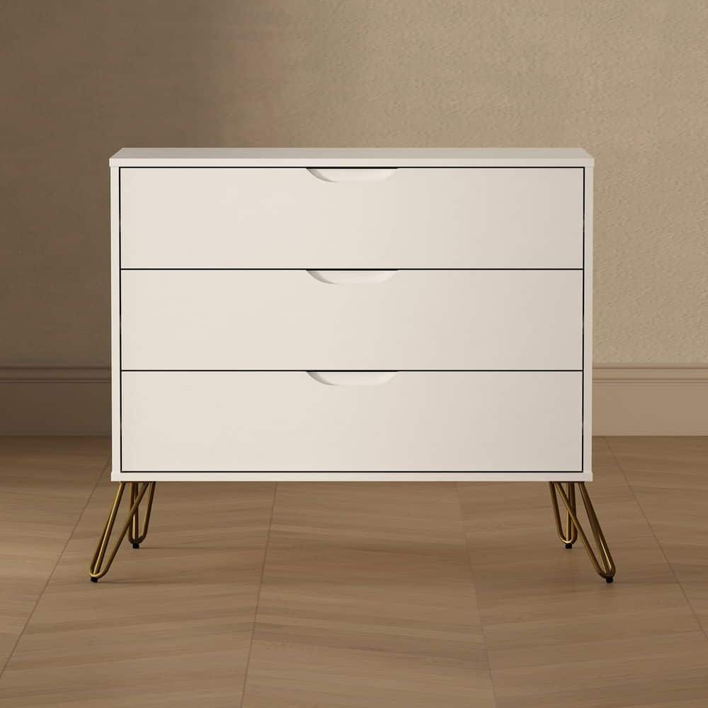Avira Mid-Century Modern White 3-Drawer 35.2 in. Wide Dresser price history on PriceWatchPro