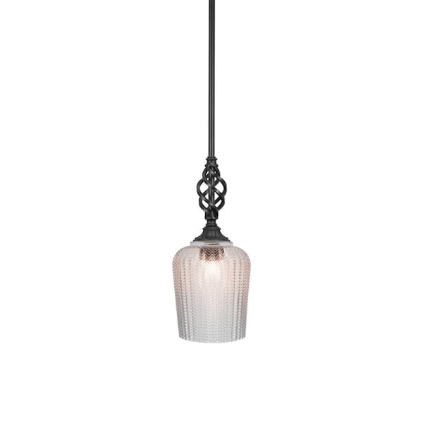 Unbranded Bridgewater 100 W 1-Light Matte Black Standard Mini Pendant Light with Glass Shade