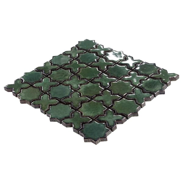 sunwings Star and Cross Green 12.2 in. x 12.2 in. Glossy