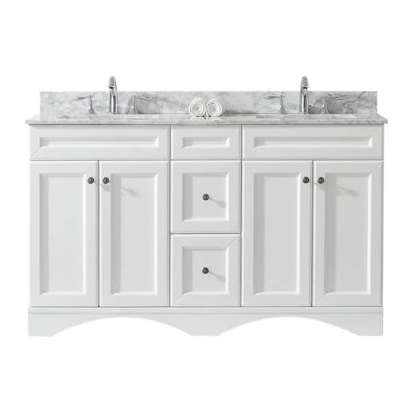 Virtu USA Talisa 60 in. W Double Bath Vanity in White with Marble Vanity Top and Square Basin with Faucet