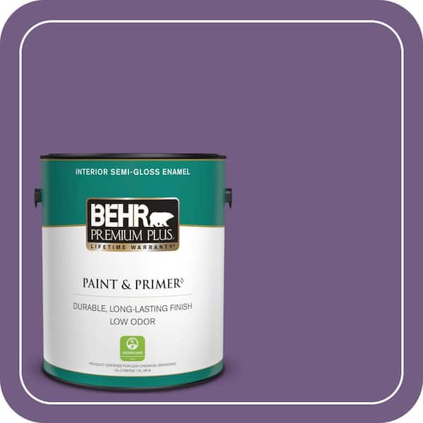 BEHR PREMIUM PLUS 1 gal. #650B-7 Mystical Purple Semi-Gloss Enamel Low Odor Interior Paint & Primer