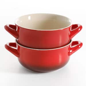 Crock-Pot 30 fl. oz Red Stoneware Soup Bowl w/Handles (Set of 2)