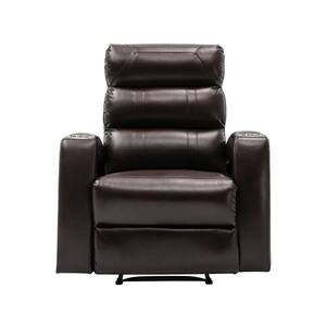 Upholstered Power Lift Brown Recliner for Elderly with USB Charge Port and 2-Cup Holders - PU Leather Lounge Chair