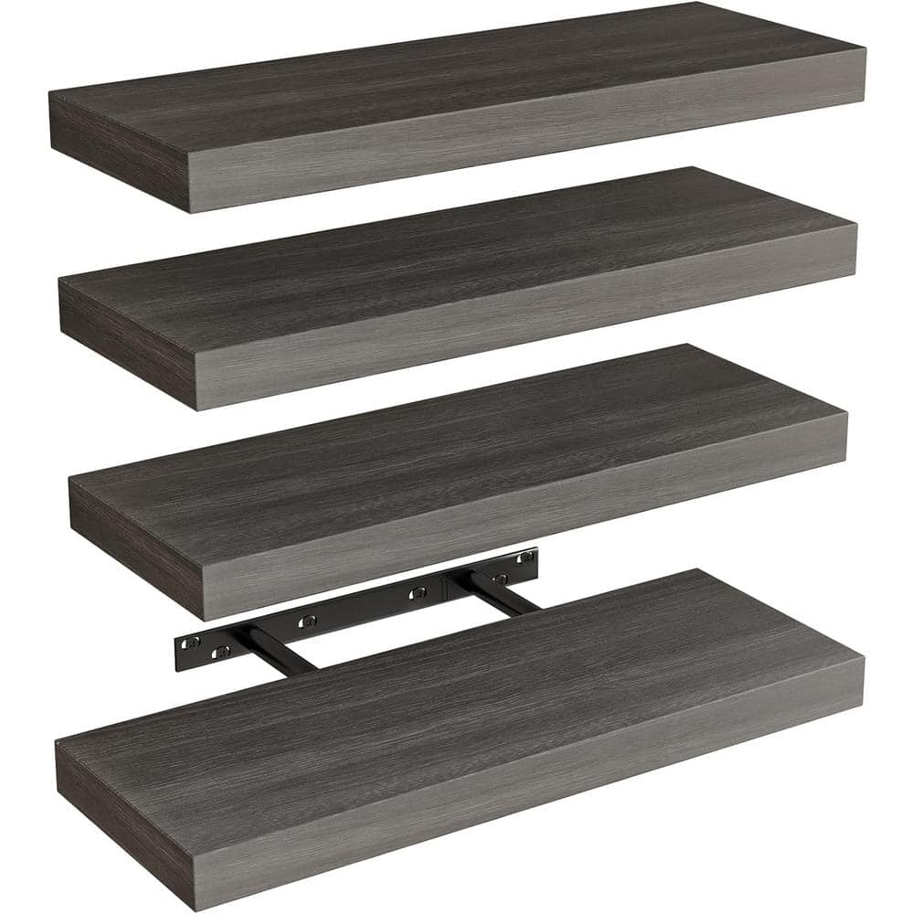 15.8 in. W x 5.5 in. D Gray Decorative Wall Shelf, (Set of 4)