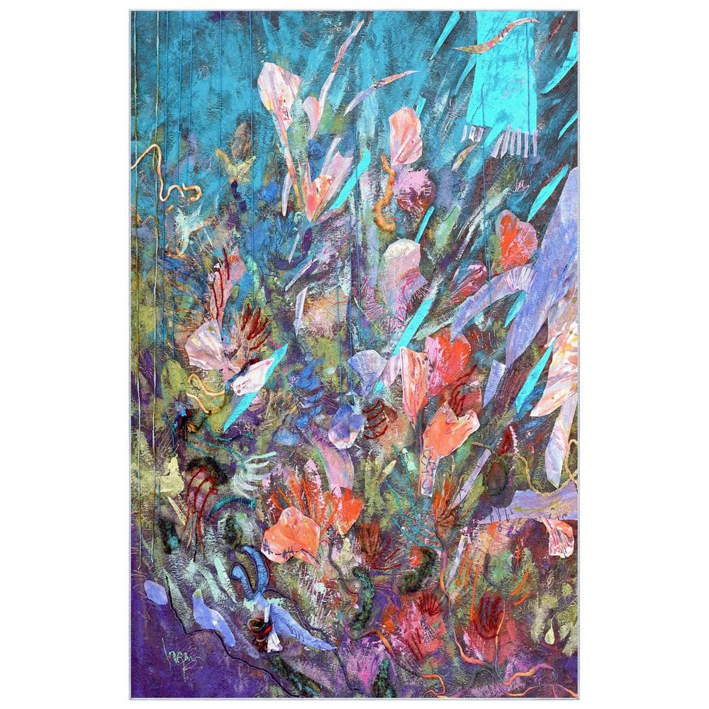 Multi-colored 5 ft. x 8 ft. Floral Efflorescence Washable Art Area Rug price history on PriceWatchPro
