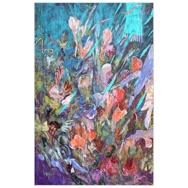 Empire Art Direct Multi-colored 5 ft. x 8 ft. Floral Efflorescence Washable Art Area Rug